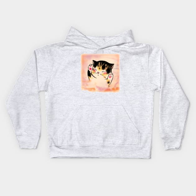 Pink paw cat baby Kids Hoodie by juliewu